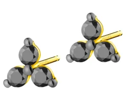 Kolczyki z żółtego złota z czarnymi brylantami - 0,18 ct - próba 375