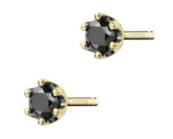 Kolczyki z żółtego złota z czarnymi brylantami - 0,16 ct - próba 375