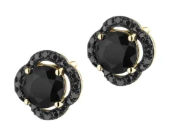Kolczyki z żółtego złota z czarnymi diamentami i onyksami - próba 585