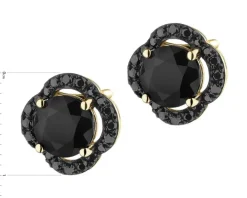 Kolczyki z żółtego złota z czarnymi diamentami i onyksami - próba 585