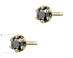 Kolczyki z żółtego złota z czarnymi brylantami - 0,22 ct - próba 585