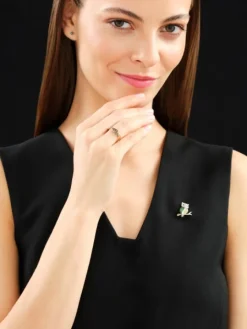 Kolczyki z żółtego złota z czarnymi brylantami - 0,22 ct - próba 585