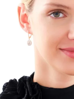 Kolczyki z żółtego złota z diamentami - rozeta - 0,40 ct - próba 585