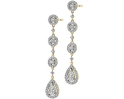 Kolczyki z żółtego złota z diamentami - 1,30 ct - próba 585