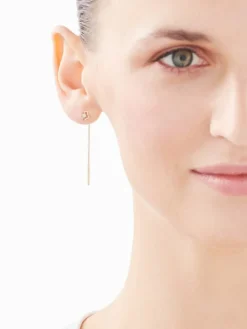 Kolczyki z żółtego złota z diamentami - kwiaty - 0,006 ct - próba 375