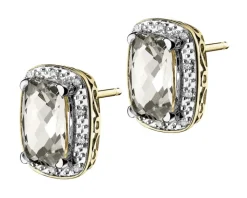 Kolczyki z żółtego złota z diamentami i topazami białymi - próba 585