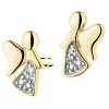 Kolczyki z żółtego złota z diamentami - aniołki - 0,005 ct - próba 585