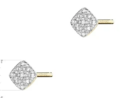 Kolczyki z żółtego złota z diamentami - kwadraty - 0,05 ct - próba 375