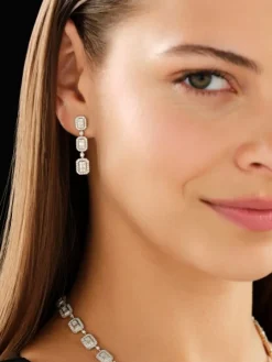 Kolczyki z żółtego złota z diamentami - 0,93 ct - próba 585