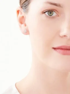 Kolczyki z żółtego złota z diamentami - drzewka - 0,01 ct - próba 375