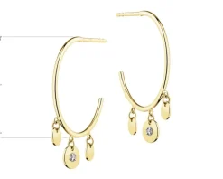 Kolczyki z żółtego złota z diamentami - koła - 0,01 ct - próba 375