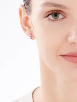 Kolczyki z żółtego złota z diamentami i rubinami - próba 585