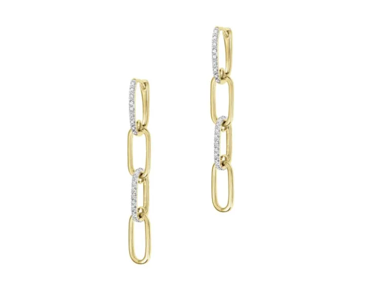 Kolczyki z żółtego złota z diamentami - 0,12 ct - próba 585