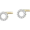 Kolczyki z żółtego złota z diamentami - koła - 0,05 ct - próba 375