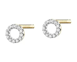 Kolczyki z żółtego złota z diamentami - koła - 0,05 ct - próba 375