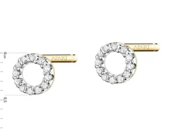 Kolczyki z żółtego złota z diamentami - koła - 0,05 ct - próba 375