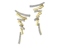 Kolczyki z żółtego złota z diamentami - 0,15 ct - próba 585