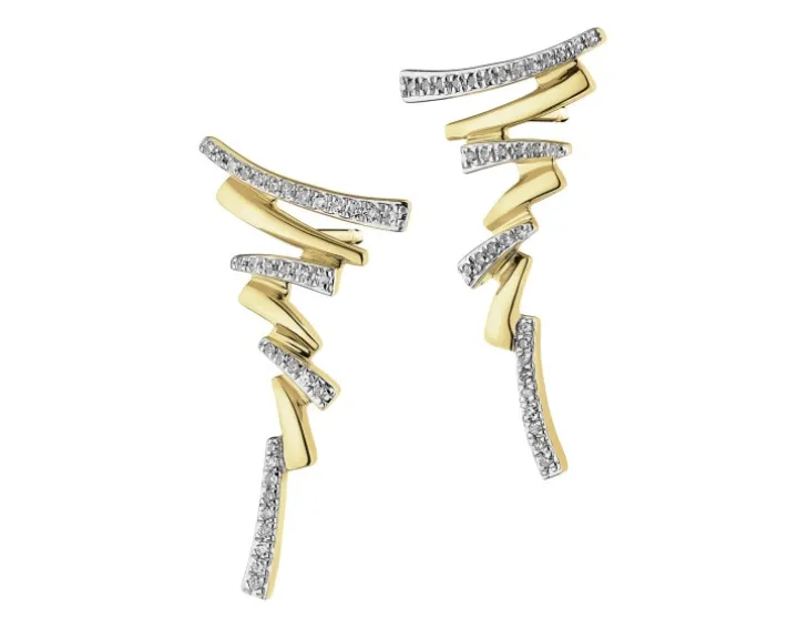 Kolczyki z żółtego złota z diamentami - 0,15 ct - próba 585