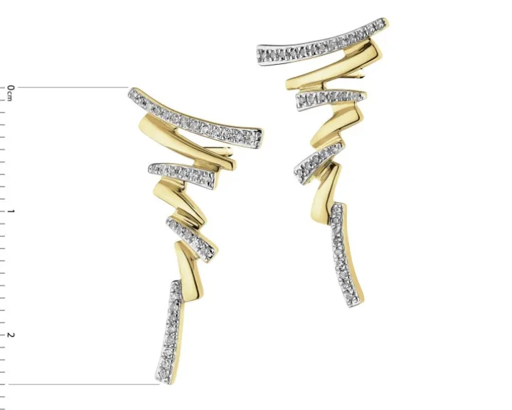 Kolczyki z żółtego złota z diamentami - 0,15 ct - próba 585