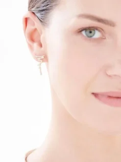 Kolczyki z żółtego złota z diamentami - 0,15 ct - próba 585