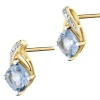 Kolczyki z żółtego złota z diamentami i topazami Sky Blue - próba 375
