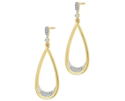 Kolczyki z żółtego złota z diamentami - 0,08 ct - próba 585