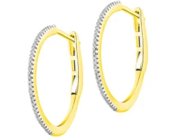 Kolczyki z żółtego złota z diamentami - koła - 0,10 ct - próba 585