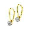 Kolczyki z żółtego złota z diamentami - 0,12 ct - próba 585