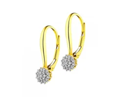Kolczyki z żółtego złota z diamentami - 0,12 ct - próba 585