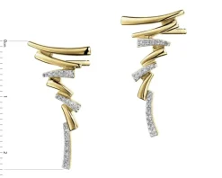 Kolczyki z żółtego złota z diamentami - 0,09 ct - próba 375