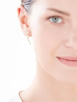 Kolczyki z żółtego złota z diamentami - 0,09 ct - próba 375