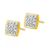 Kolczyki z żółtego złota z diamentami - kwadraty - 0,10 ct - próba 585