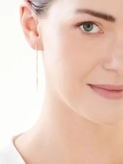 Kolczyki z żółtego złota z diamentami - 0,01 ct - próba 585