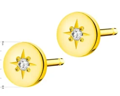 Kolczyki z żółtego złota z diamentami - 0,02 ct - próba 375