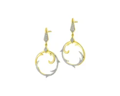 Kolczyki z żółtego złota z diamentami - 0,27 ct - próba 585