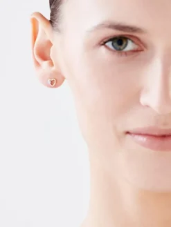 Kolczyki z żółtego złota z diamentami - serca - 0,01 ct - próba 585