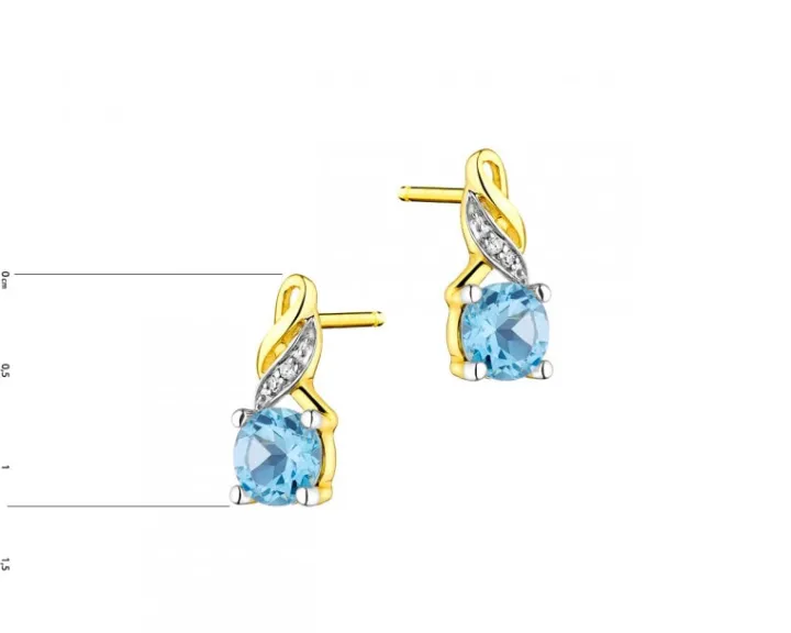Kolczyki z żółtego złota z diamentami i topazami - próba 585