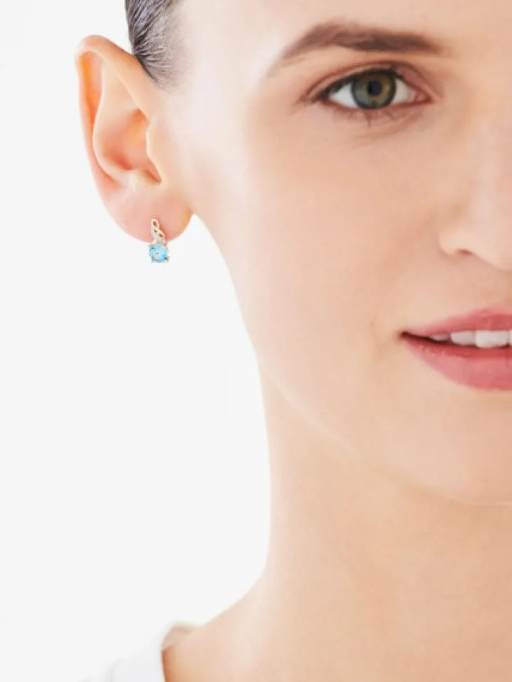 Kolczyki z żółtego złota z diamentami i topazami - próba 585