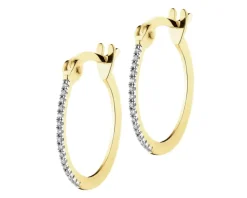 Kolczyki z żółtego złota z diamentami  - koła - 0,04 ct - próba 375