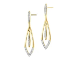 Kolczyki z żółtego złota z diamentami - 0,15 ct - próba 585