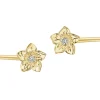 Kolczyki z żółtego złota z diamentami - kwiaty - 0,008 ct - próba 375