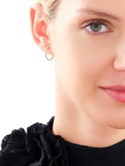 Kolczyki z żółtego złota z diamentami - koła - 0,08 ct - próba 585