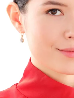 Kolczyki z żółtego złota z diamentami - 0,21 ct - próba 585