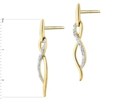 Kolczyki z żółtego złota z diamentami - 0,02 ct - próba 585