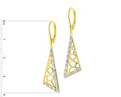 Kolczyki z żółtego złota z diamentami - 0,08 ct - próba 585