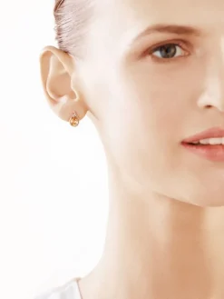 Kolczyki z żółtego złota z diamentami i cytrynami - próba 375