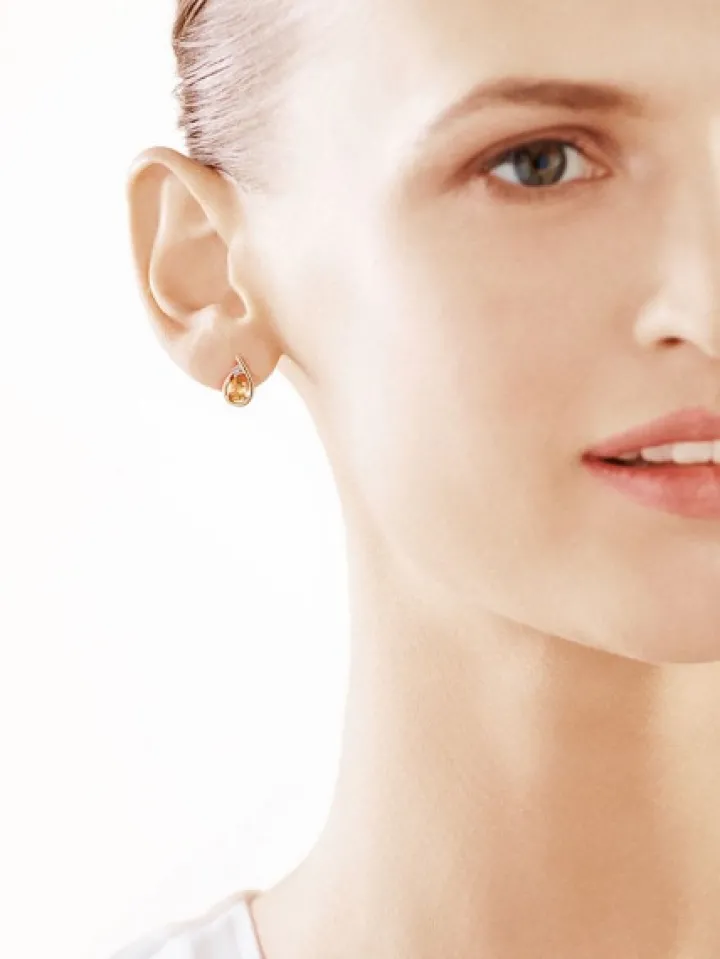 Kolczyki z żółtego złota z diamentami i cytrynami - próba 375