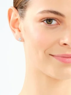 Kolczyki z żółtego złota z diamentami i topazami - próba 585