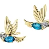 Kolczyki z żółtego złota z diamentami i topazami London Blue - kolibry - próba 375