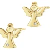 Kolczyki z żółtego złota z diamentami - aniołki - 0,004 ct - próba 375